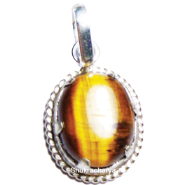 Natural Tigar Eye Silver Pendant; Original & Certified