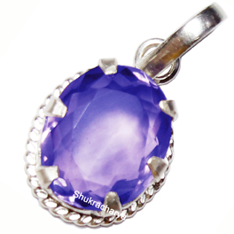 Amethyst (Jamuniya) Stone Silver Locket, Original & Certified