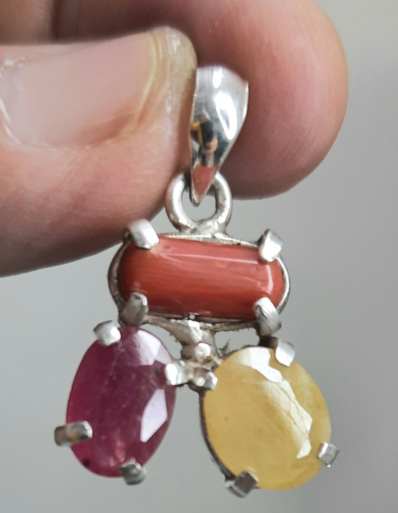 Trishakti Ratna Pendant (Ruby, Coral & Yello Sapphire)